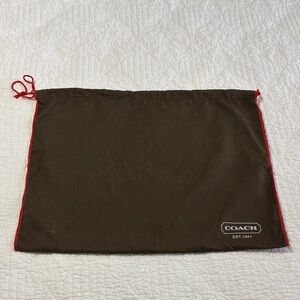 Coach Brown and Red Drawstring Dust Bag 15x19